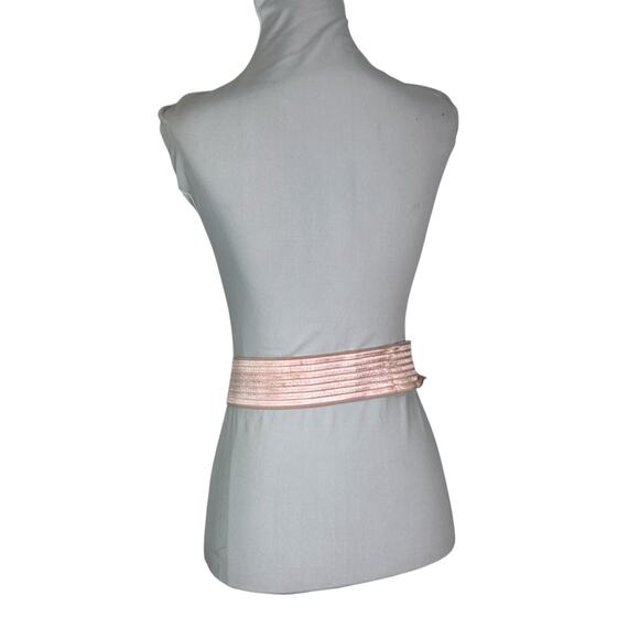 Vintage 1980s Charmant Belts Pink Flamingo Gold Buckle Elastic Belt L - Picture 5 of 6